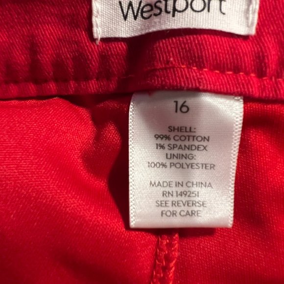 Plus Westport Red Denim Mini Skort With Stars Sz 16 Holiday Zipper Closure - Picture 7 of 8